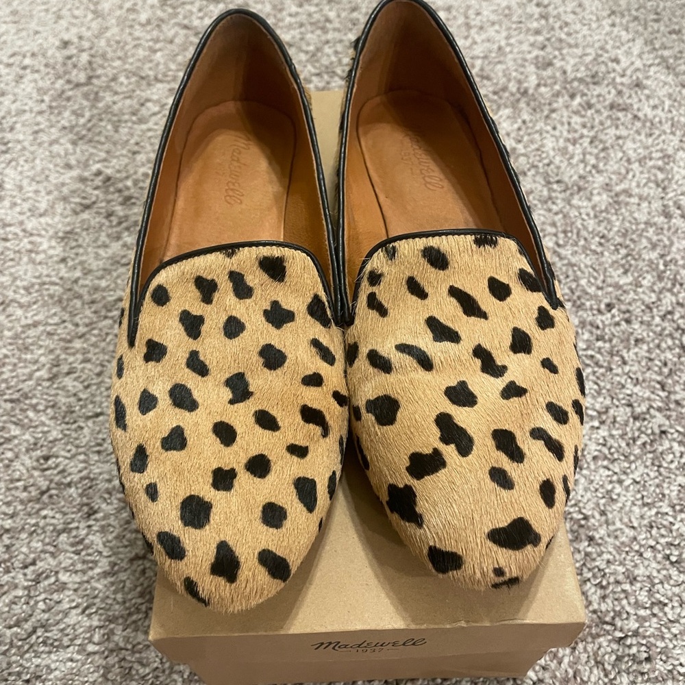 Madewell Teddy Loafer in Calf Hair 8 leopard cheetah print leather flats skimmer